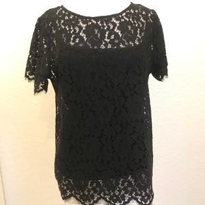✨NWOT- Cardalite- Sz-L- Black Lace Top✨